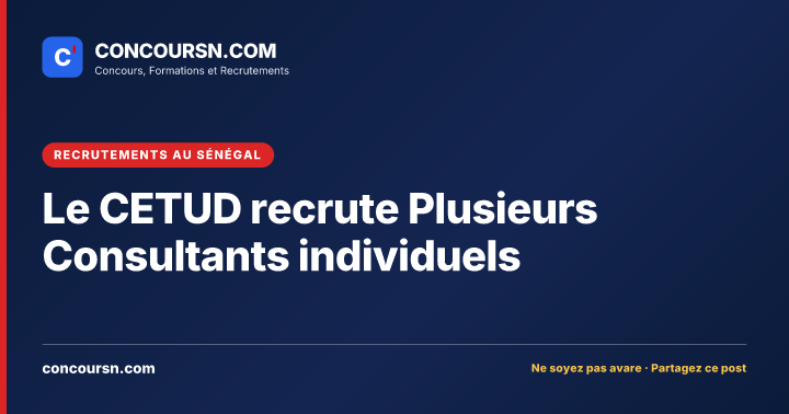 Illustration de l’article : Le CETUD recrute Plusieurs Consultants individuels