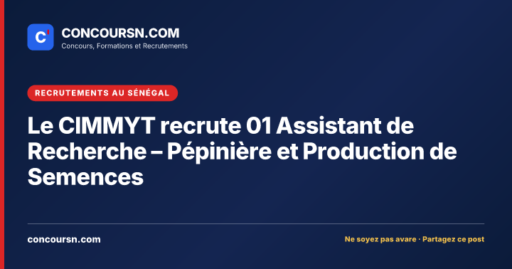 Illustration de l’article : Le CIMMYT recrute 01 Assistant de Recherche – Pépinière et Production de Semences