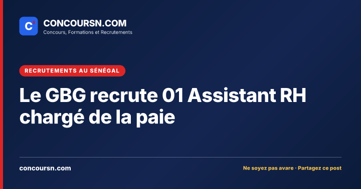 Illustration de l’article : Le GBG recrute 01 Assistant RH chargé de la paie