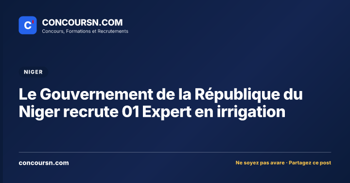 Illustration de l’article : Le Gouvernement de la République du Niger recrute 01 Expert en irrigation