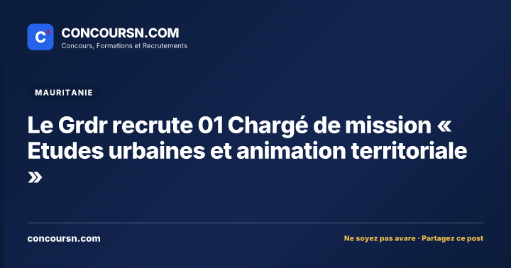 Illustration de l’article : Le Grdr recrute 01 Chargé de mission « Etudes urbaines et animation territoriale »