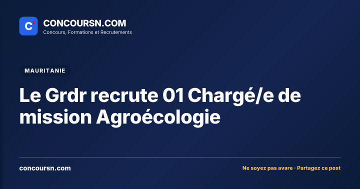 Illustration de l’article : Le Grdr recrute 01 Chargé/e de mission Agroécologie