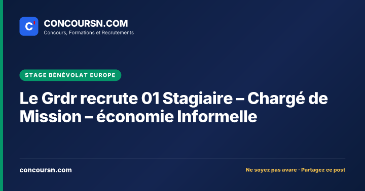 Illustration de l’article : Le Grdr recrute 01 Stagiaire – Chargé de Mission – économie Informelle