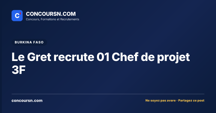 Illustration de l’article : Le Gret recrute 01 Chef de projet 3F