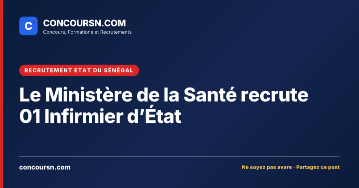 Illustration de l’article : Le Ministère de la Santé recrute 01 Infirmier d’État