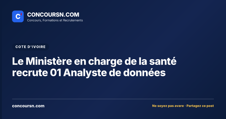 Illustration de l’article : Le Ministère en charge de la santé recrute 01 Analyste de données