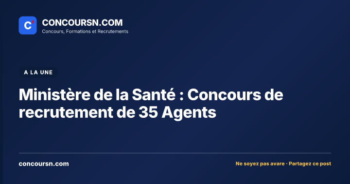 Illustration de l’article : Ministère de la Santé : Concours de recrutement de 35 Agents