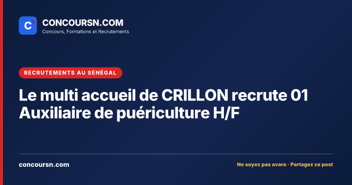 Illustration de l’article : Le multi accueil de CRILLON recrute 01 Auxiliaire de puériculture H/F