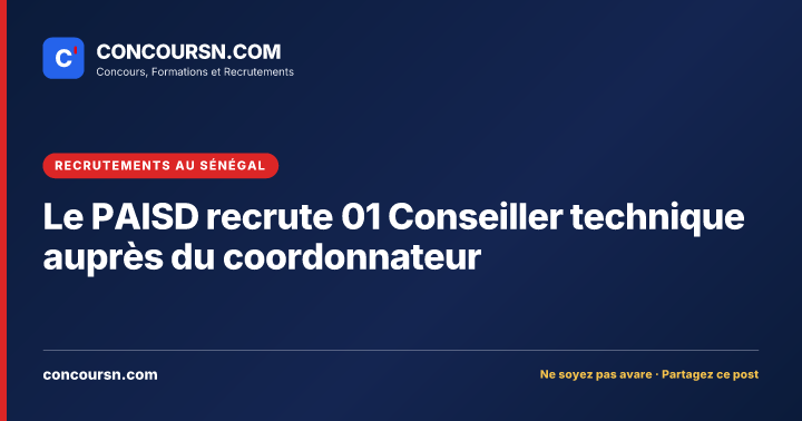 Illustration de l’article : Le PAISD recrute 01 Conseiller technique auprès du coordonnateur