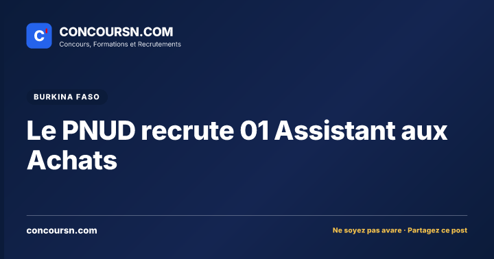 Illustration de l’article : Le PNUD recrute 01 Assistant aux Achats