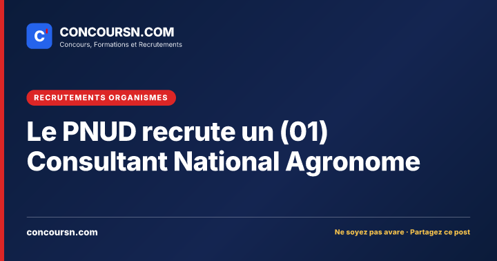 Illustration de l’article : Le PNUD recrute un (01) Consultant National Agronome