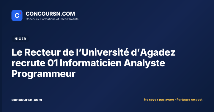 Illustration de l’article : Le Recteur de l’Université d’Agadez recrute 01 Informaticien Analyste Programmeur