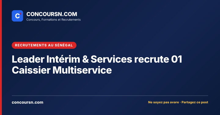 Illustration de l’article : Leader Intérim & Services recrute 01 Caissier Multiservice