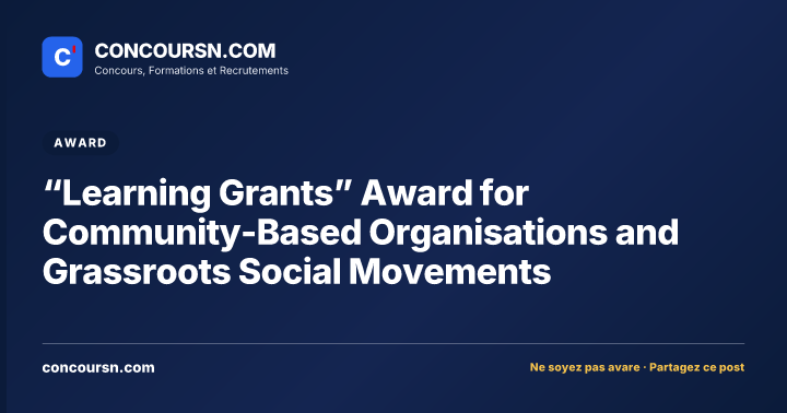 “Learning Grants” Award for Community-Based Organisations and Grassroots Social Movements