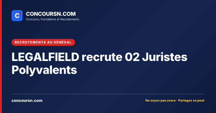 Illustration de l’article : LEGALFIELD recrute 02 Juristes Polyvalents