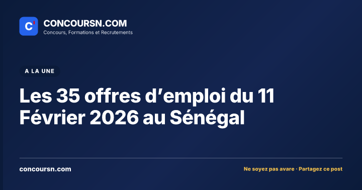 Illustration de l’article : Les 35 offres d’emploi du 11 Février 2026 au Sénégal