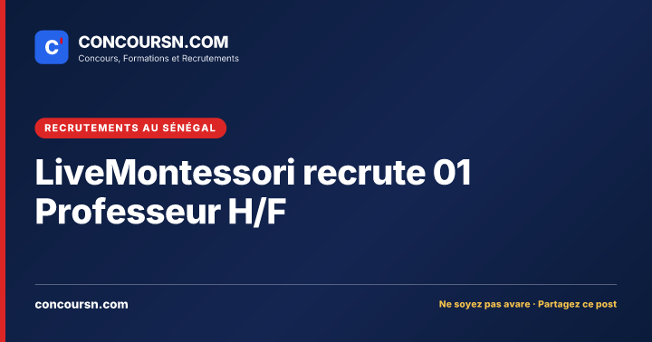 Illustration de l’article : LiveMontessori recrute 01 Professeur H/F