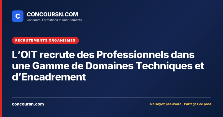 Illustration de l’article : L’OIT recrute des Professionnels dans une Gamme de Domaines Techniques et d’Encadrement