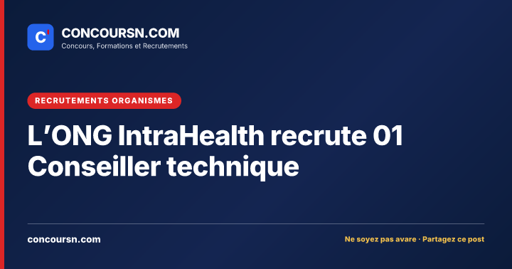 Illustration de l’article : L’ONG IntraHealth recrute 01 Conseiller technique