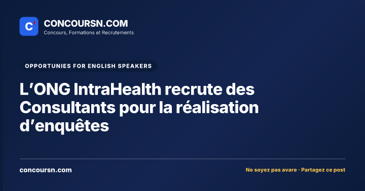 Illustration de l’article : L’ONG IntraHealth recrute des Consultants pour la réalisation d’enquêtes
