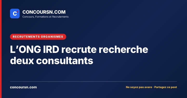 Illustration de l’article : L’ONG IRD recrute recherche deux consultants
