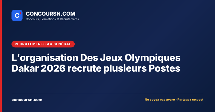 Illustration de l’article : L’organisation Des Jeux Olympiques Dakar 2026 recrute plusieurs Postes