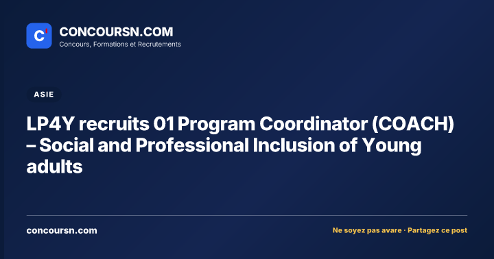 Illustration de l’article : LP4Y recruits 01 Program Coordinator (COACH) – Social and Professional Inclusion of Young adults