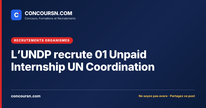 L’UNDP recrute 01 Unpaid Internship UN Coordination