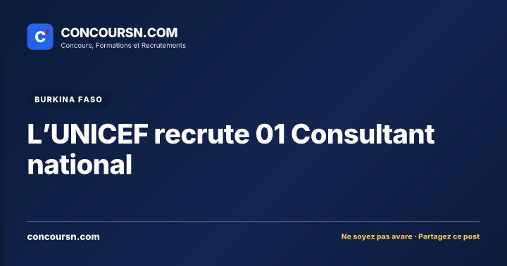 Illustration de l’article : L’UNICEF recrute 01 Consultant national