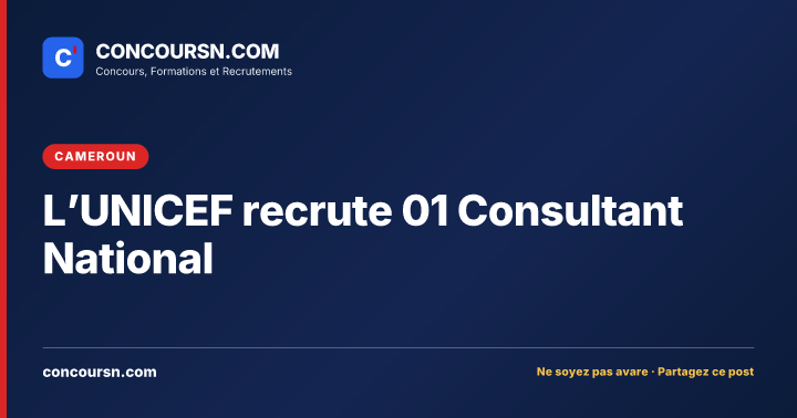 Illustration de l’article : L’UNICEF recrute 01 Consultant National