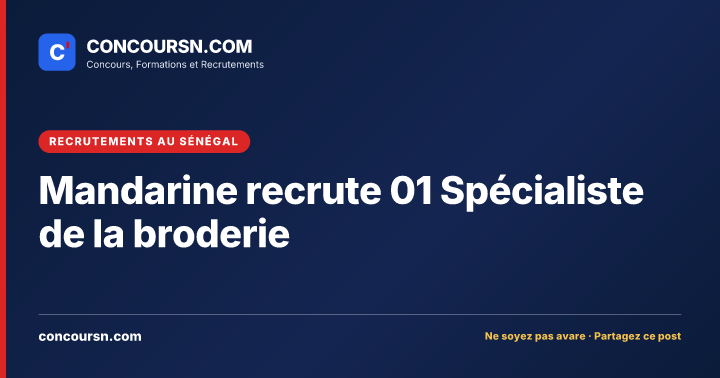 Illustration de l’article : Mandarine recrute 01 Spécialiste de la broderie