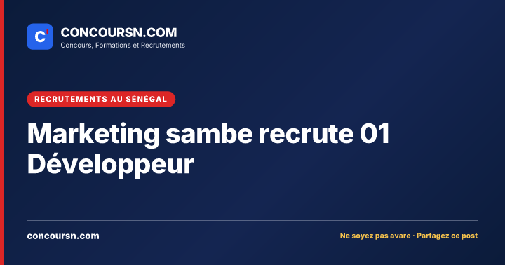 Illustration de l’article : Marketing sambe recrute 01 Développeur