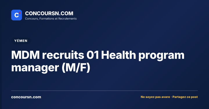 MDM recruits 01 Health program manager (M/F)