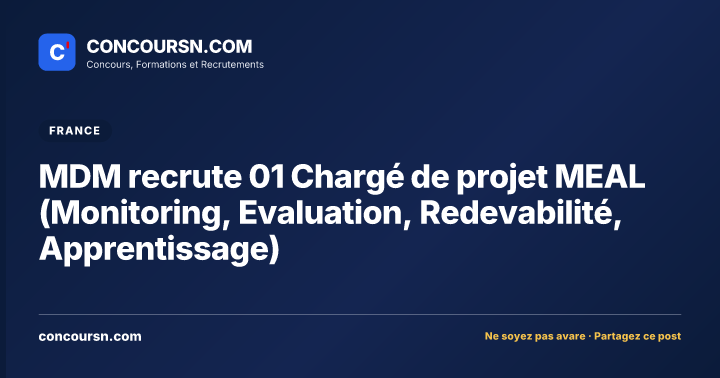 Illustration de l’article : MDM recrute 01 Chargé de projet MEAL (Monitoring, Evaluation, Redevabilité, Apprentissage)