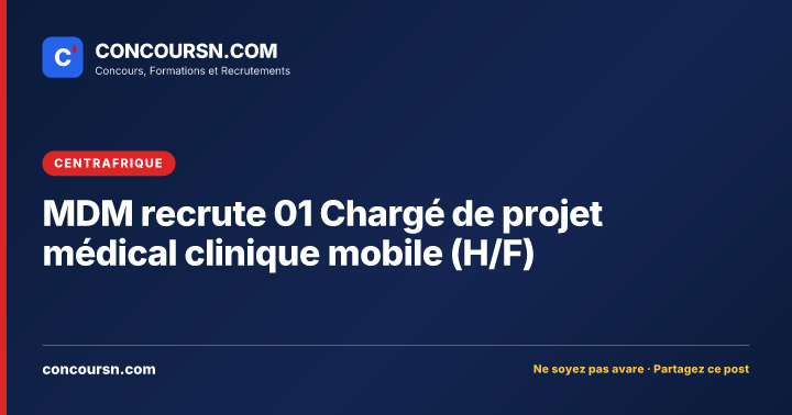 Illustration de l’article : MDM recrute 01 Chargé de projet médical clinique mobile (H/F)