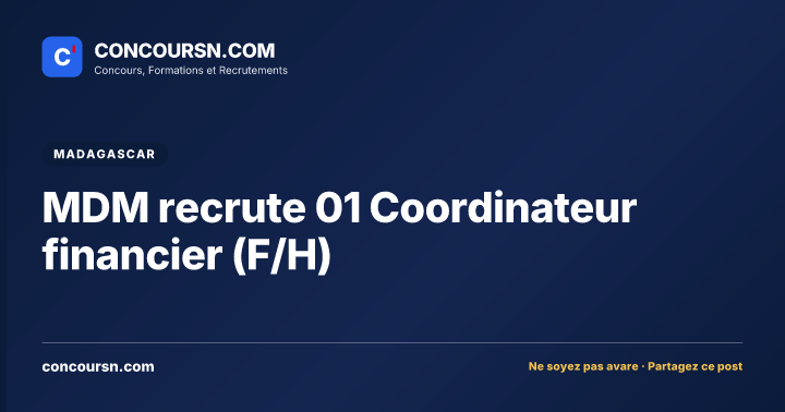 Illustration de l’article : MDM recrute 01 Coordinateur financier (F/H)