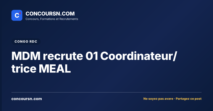 Illustration de l’article : MDM recrute 01 Coordinateur/trice MEAL