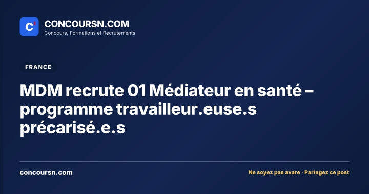 Illustration de l’article : MDM recrute 01 Médiateur en santé – programme travailleur.euse.s précarisé.e.s