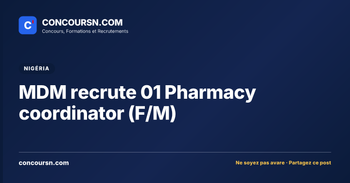 MDM recrute 01 Pharmacy coordinator (F/M)