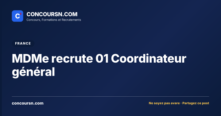 Illustration de l’article : MDMe recrute 01 Coordinateur général