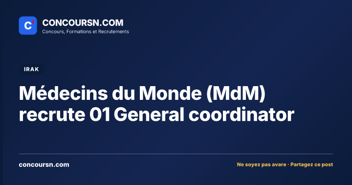 Illustration de l’article : Médecins du Monde (MdM) recrute 01 General coordinator