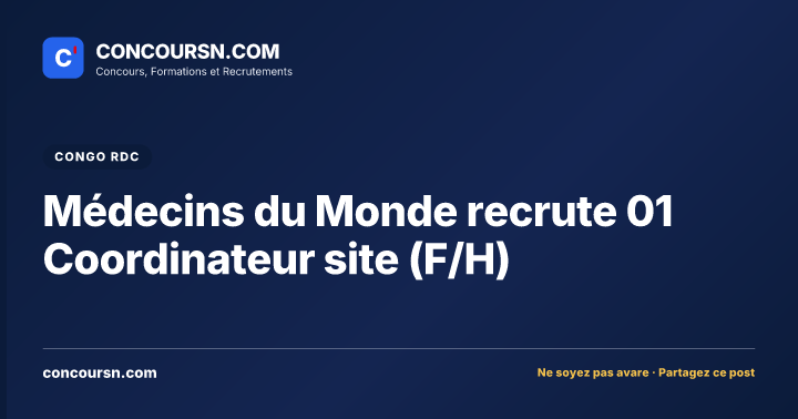 Illustration de l’article : Médecins du Monde recrute 01 Coordinateur site (F/H)