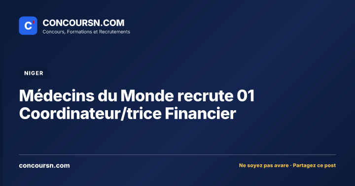 Illustration de l’article : Médecins du Monde recrute 01 Coordinateur/trice Financier