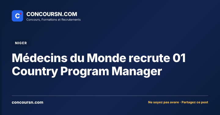Médecins du Monde recrute 01 Country Program Manager