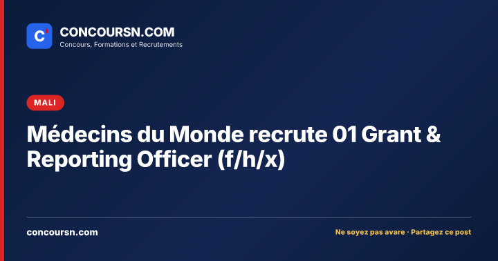 Illustration de l’article : Médecins du Monde recrute 01 Grant & Reporting Officer (f/h/x)