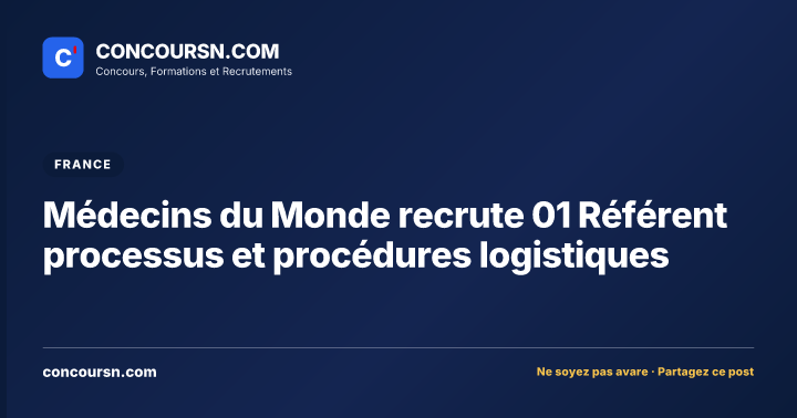 Illustration de l’article : Médecins du Monde recrute 01 Référent processus et procédures logistiques