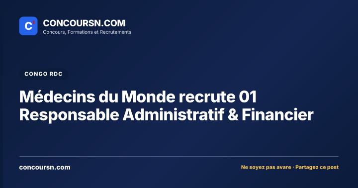 Illustration de l’article : Médecins du Monde recrute 01 Responsable Administratif & Financier
