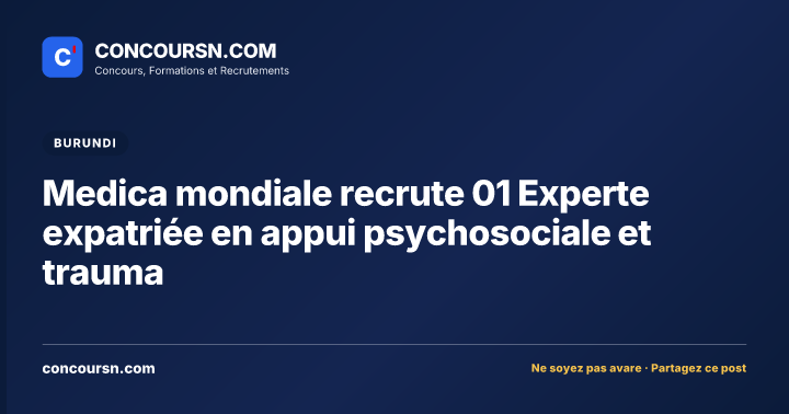 Illustration de l’article : Medica mondiale recrute 01 Experte expatriée en appui psychosociale et trauma