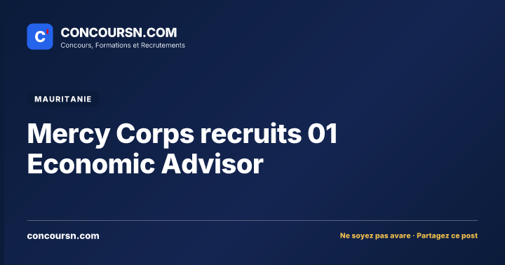 Mercy Corps recruits 01 Economic Advisor