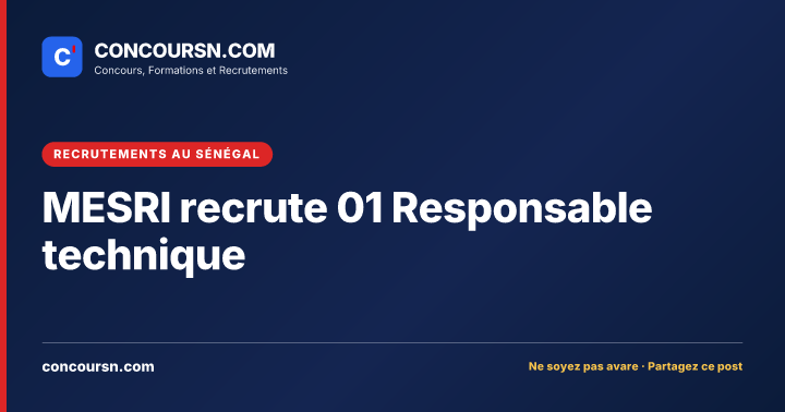 Illustration de l’article : MESRI recrute 01 Responsable technique
